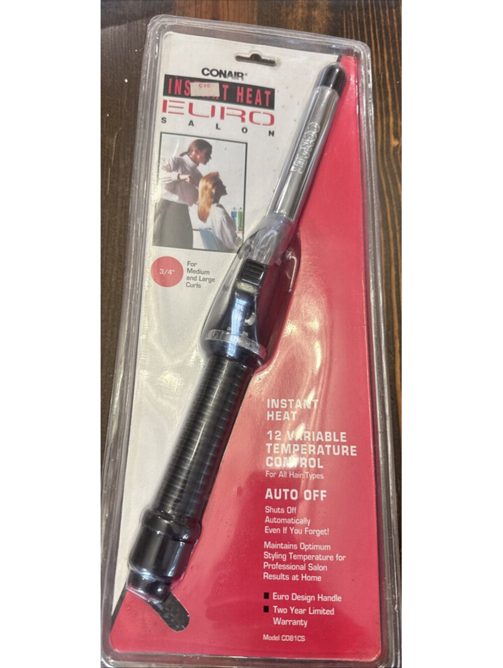 Conair Instant Heat Euro Salon 3/4 Curling Iron 1994 medium large curls 12 temps